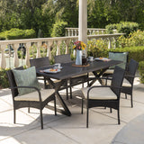 Outdoor 7 Piece Brown Aluminum Dining Set with Multi-brown Chairs - NH015203
