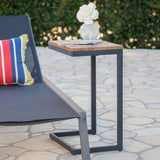 Outdoor Antique Firwood C-Shaped Accent Table - NH064303