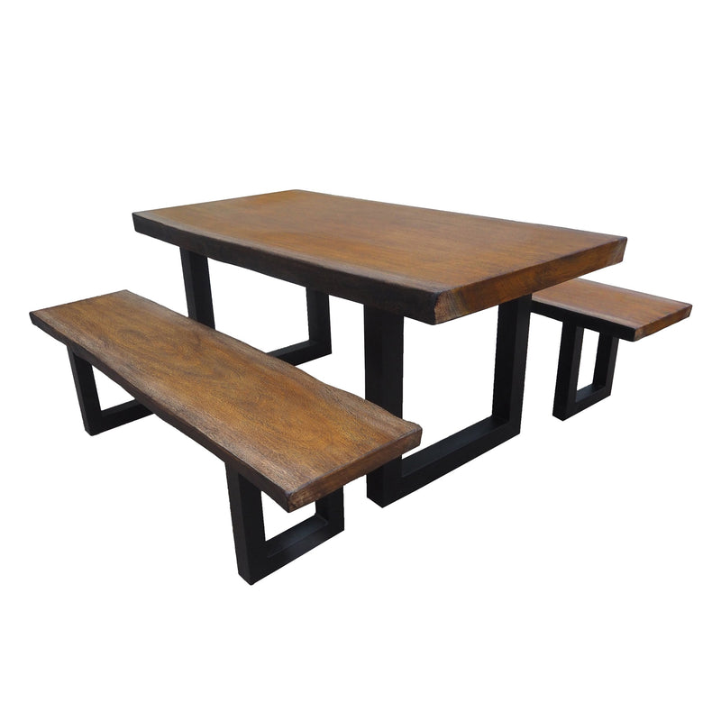 Farmhouse 4 Seater Benches & Table Picnic Dining Set - NH428303