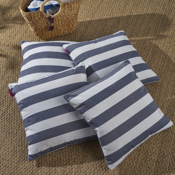 Modern Striped Fabric Throw Pillow with Piped Edges (Set of 4) - NH051303