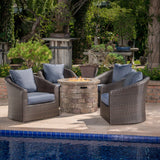 Outdoor 5 Piece Wicker Swivel Club Chair Fire Pit Chat Set - NH735203