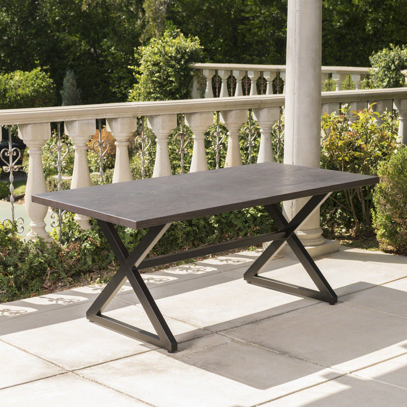 Outdoor Aluminum Dining Table with Black Steel Frame - NH584203