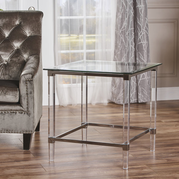 Acrylic and Tempered Glass Square Side Table - NH432203