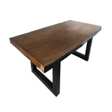 Indoor Faux Live Edge Antique Teak Finish Lightweight Concrete Dining Table - NH828303