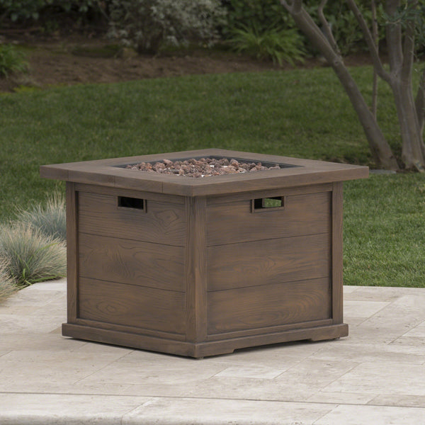 Outdoor Wood Patterned Square Gas Fire Pit - NH428203
