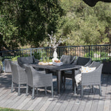 Outdoor 7 Piece Gray Wicker Dining Set with Water Resistant Cushions - NH023203