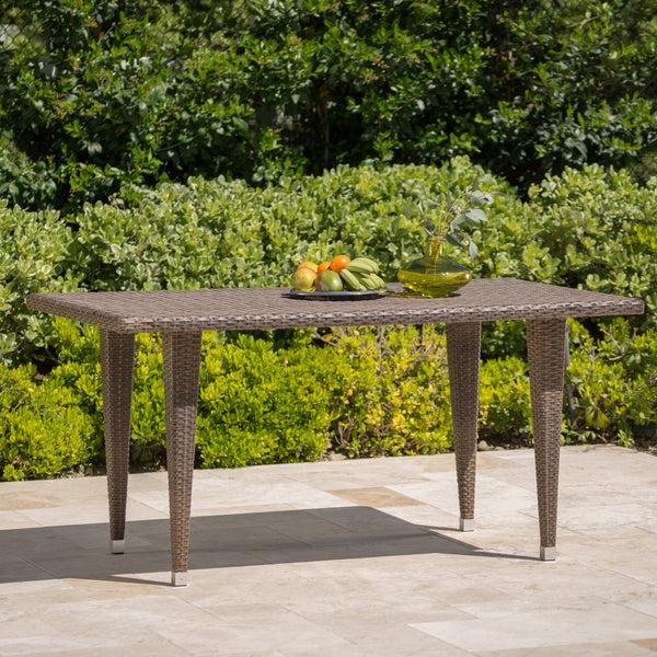 Outdoor Mix Mocha Rectangular Wicker Dining Table - NH545003