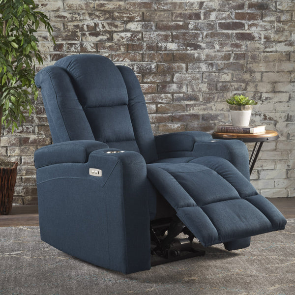 Fabric Power Recliner with Cup Holder, USB Charger, and Storage - NH440203