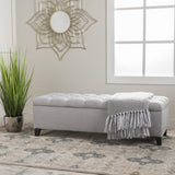 Button-Tufted Fabric Storage Ottoman Bench - NH642992