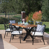 Outdoor 7 Piece Black Aluminum Dining Set with Concrete Table - NH077303