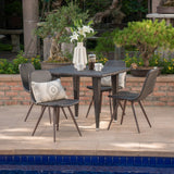 Outdoor 5 Piece Multi-brown Wicker 35 Inch Square Dining Set - NH869103