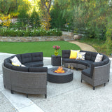 10pc Outdoor Fire Pit Sectional Sofa Set - NH488992