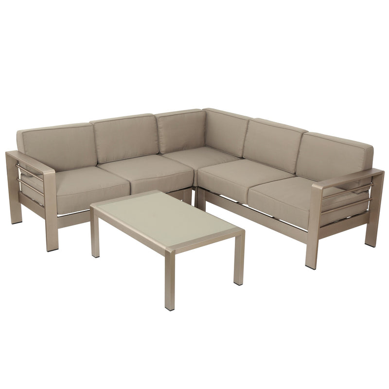 Khaki Fabric Indoor 4 Piece Sectional Sofa Set - NH463992