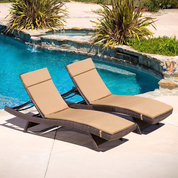 Outdoor Adjustable Chaise Lounge Chairs w/ Cushions (set of 2) - NH339592