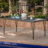 Outdoor Gray Wicker Rectangular Dining Table with Hair Pin Legs - NH871203