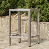 Outdoor Modern Gray Wicker Bar Table with Aluminum Frame - NH753003