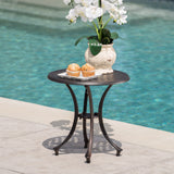 Outdoor 19-inch Bronze Finished Cast Aluminum Side Table - NH257103