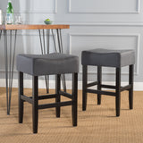 26-Inch Backless Dark Charcoal Fabric Counter Stools (Set of 2) - NH778003