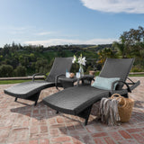 Outdoor Wicker Chaise Lounges (Set of 2) w/ Coffee Table - NH799003