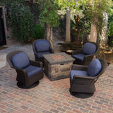 Outdoor 5 Piece Fire Pit Wicker Chat Set - NH471203