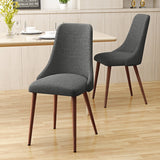 Mid Century Fabric Dining Chairs with Wood Finished Legs - Set of 2 - NH991303