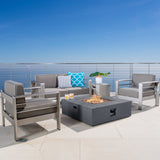 Outdoor Aluminum Khaki Chat Set w/ Fire Table - NH916003