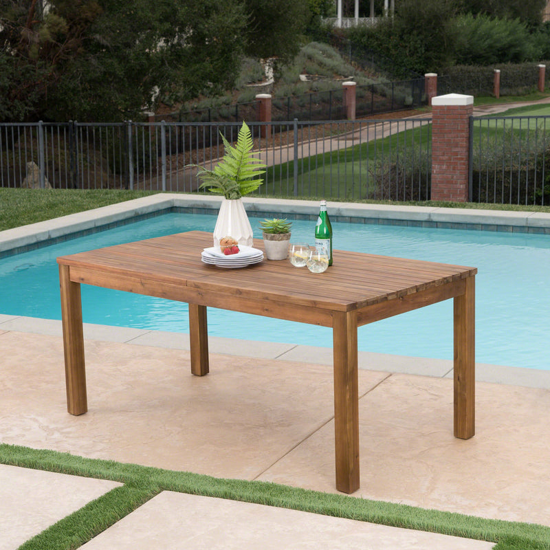 Outdoor Expandable Teak Finished Acacia Wood Dining Table - NH155303