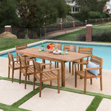 Outdoor 9 Piece Acacia Wood Dining Set with Expandable Dining Table - NH375303
