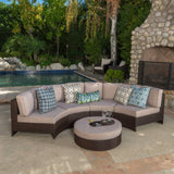 5pc Outdoor Sectional Sofa Set w/ Ice Bucket Ottoman - NH440992