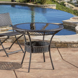 34-inch Round Outdoor Wicker Dining Table - NH225692