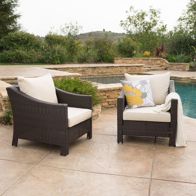 Outdoor Wicker Club Chair w/ Water Resistant Cushions (Set of 2) - NH988992