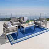 Outdoor 5-Piece Aluminum Chat Set with Water Resistant Cushions - NH906003