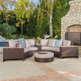 8pc Outdoor Sectional Sofa Set w/ Storage Trunks & Ice Bucket - NH650992