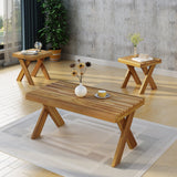Indoor Farmhouse 3 Piece Acacia Wood Table Set - NH924403