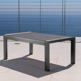 Outdoor Gray Aluminum Coffee Table with Tempered Glass Table Top - NH397103