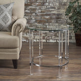 See Through Clear Acrylic & Glass Round End Table - NH532203