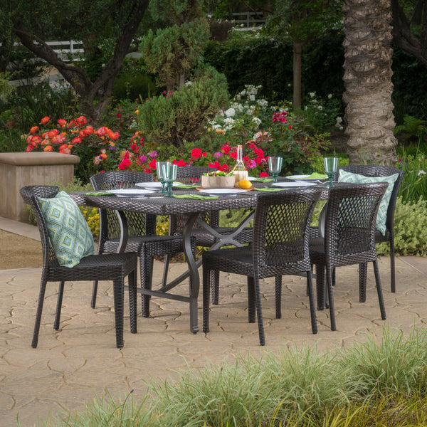 Outdoor 7 Piece Multibrown Wicker Dining Set - NH155003