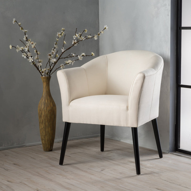 Mid-Century Modern Low Back Fabric Accent Chair with Tapered Legs - NH964992