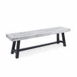 Indoor Farmhouse Acacia Wood Dining Bench with Rustic Metal Finish Frame - NH812403