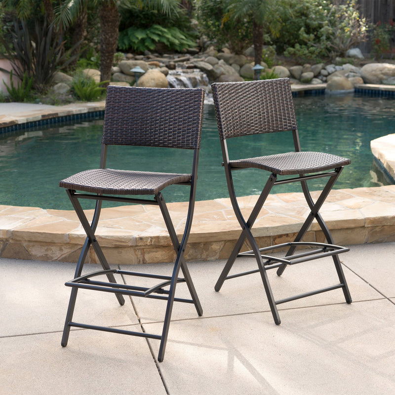 Outdoor Multibrown Wicker 28-Inch Barstools (Set of 2) - NH303003