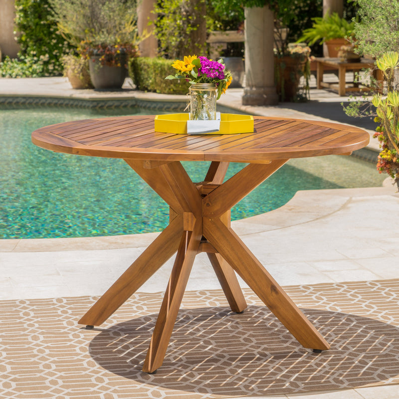 Outdoor Acacia Wood Round Dining Table - NH645003