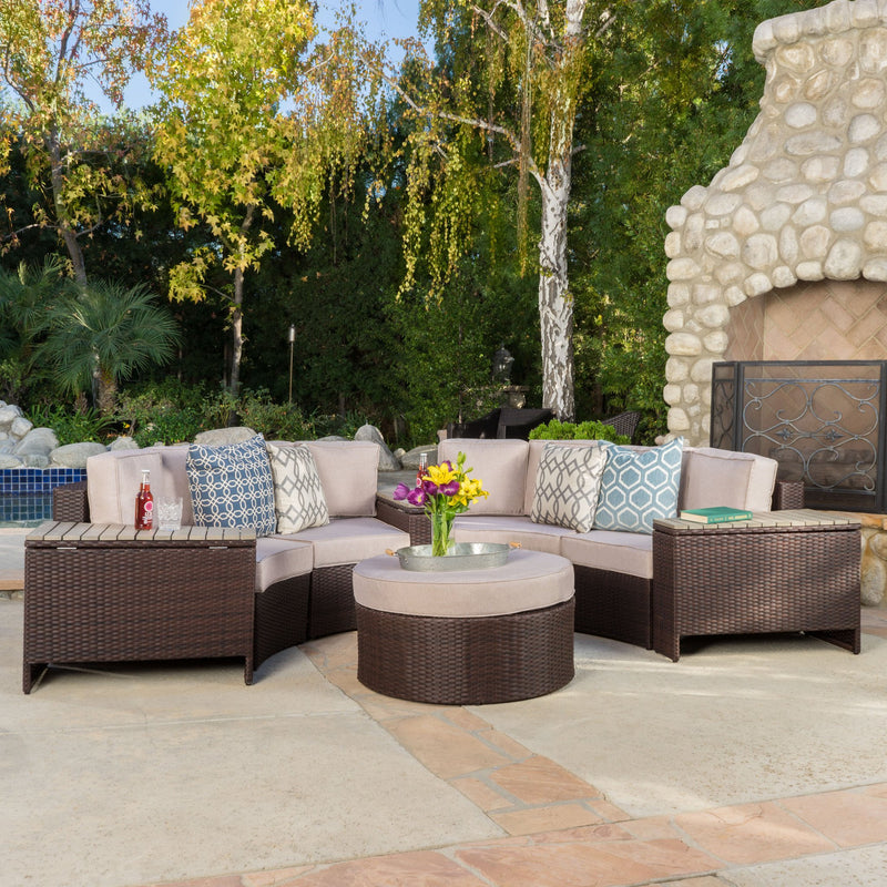 8pc Outdoor Sectional Sofa Set w/ Storage Trunks - NH450992