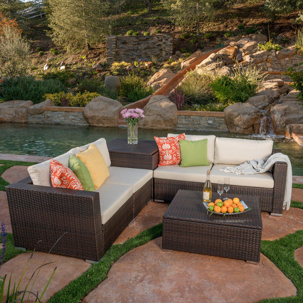 6pc Outdoor Wicker Sectional Sofa Set w/ Cushions - NH236992