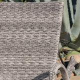 Outdoor Armed Aluminum Framed Grey Wicker Chaise Lounge - NH214303