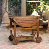 Farmhouse Cottage Dark Oak Acacia Wood Bar Cart - NH968103
