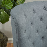 Contemporary Button Tufted Upholstered Fabric Club chair w/ Piped Edges - NH314103