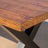 Outdoor Brown Walnut Finish Lightweight Concrete Dining Table - NH967303