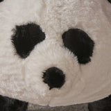 Kid's White and Black Furry Panda Ottoman - NH449203