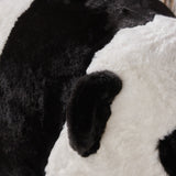 Kid's White and Black Furry Panda Ottoman - NH449203