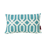 Outdoor Dark Teal Arabesque Patterned Water Resistant Square and Rectangular Throw Pillows (Set of 4) - NH840303